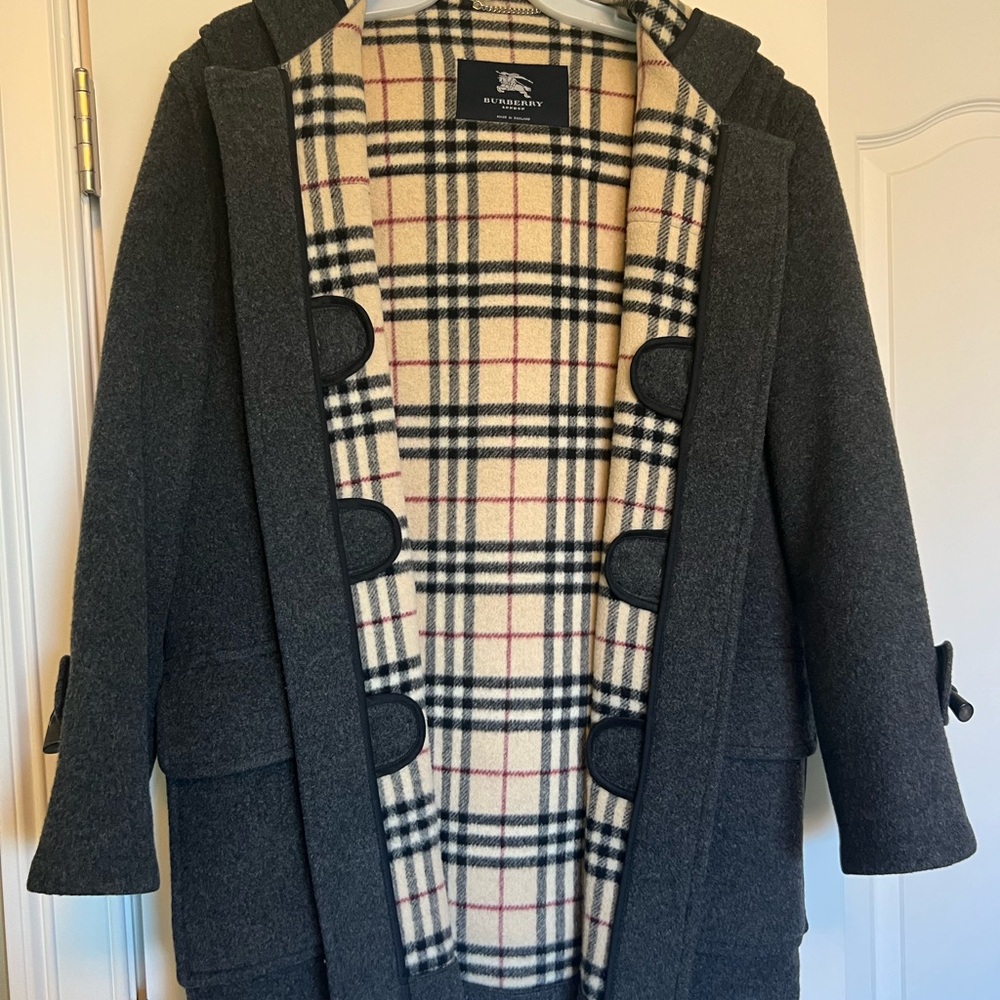 Burberry London Womens Hoodie Peacoat Jacket Sz 10 Nova Check Lining - Picture 7 of 9